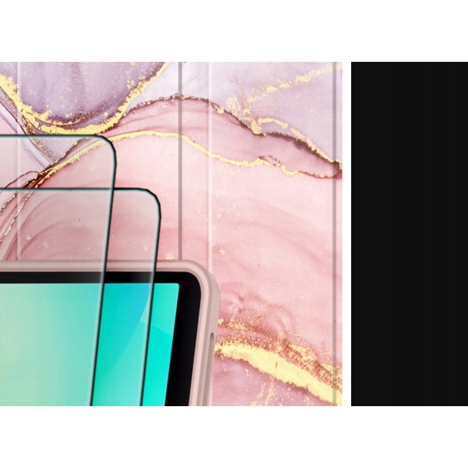 Set etui SmartCase Marble si 2-pack sticla Tech-Protect Glass Fit+ pentru Galaxy Tab A9/A11 8.7"