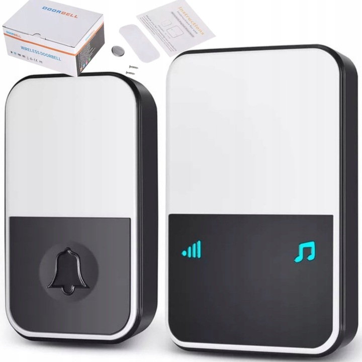 Sonerie electrica fara fir, 300m, 110dB, 52 melodii, IP44, set complet