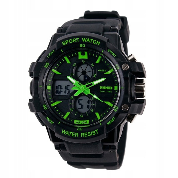 Ceas copii Skmei, electronic, cu stoper, luminescent, 50x50x17mm, curea 24cm