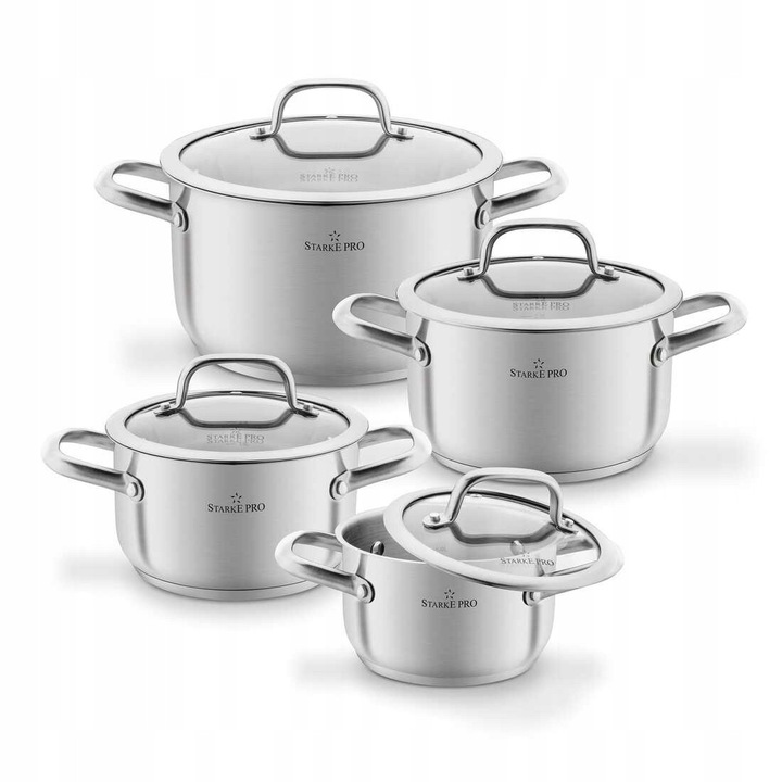 Set oale si cratite, Starke Pro, inox, 8 piese