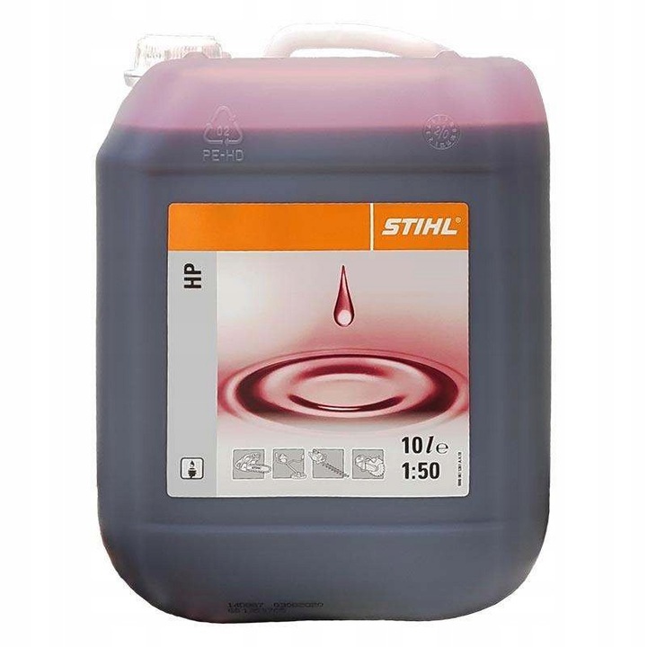 Ulei pentru motoare 2-timpuri Stihl HP, 10 L, rosu, proprietati excelente de lubrifiere
