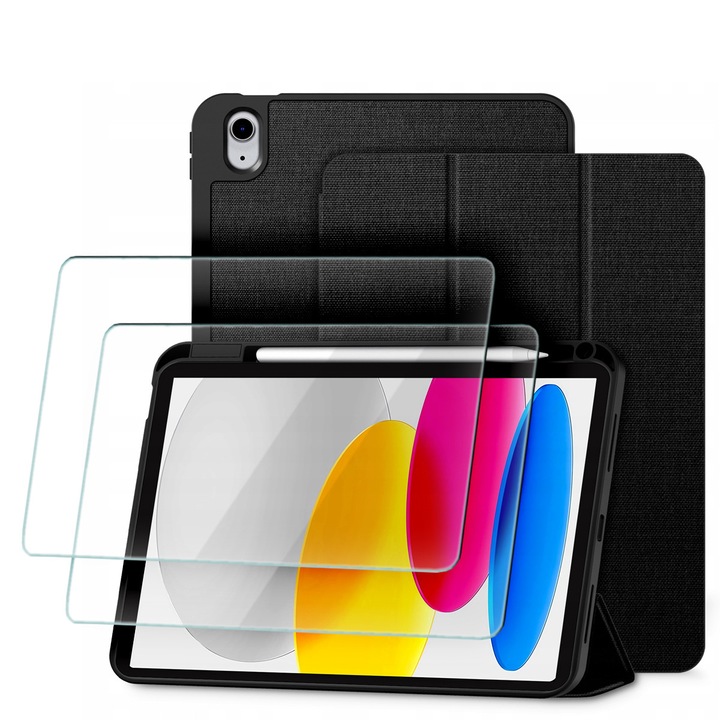 Husa Tech-Protect SC Pen Canvas pentru iPad 10.9" 10/2022, 11" 11/2025, suport pentru rysik, negru obsidian