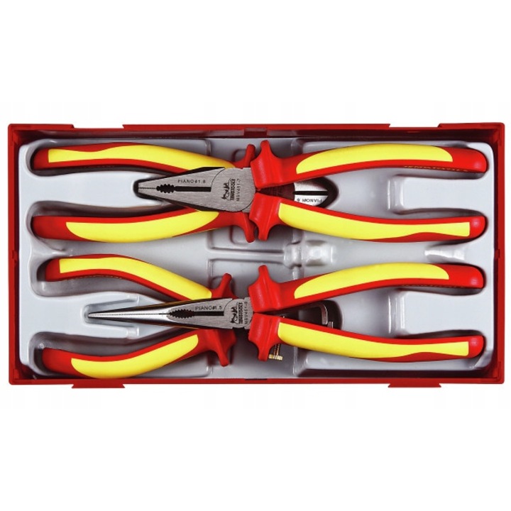 TENG TOOLS TTV440 szigetelt fogókészlet, 4 részes, 1000V, méretek 265x142x50mm