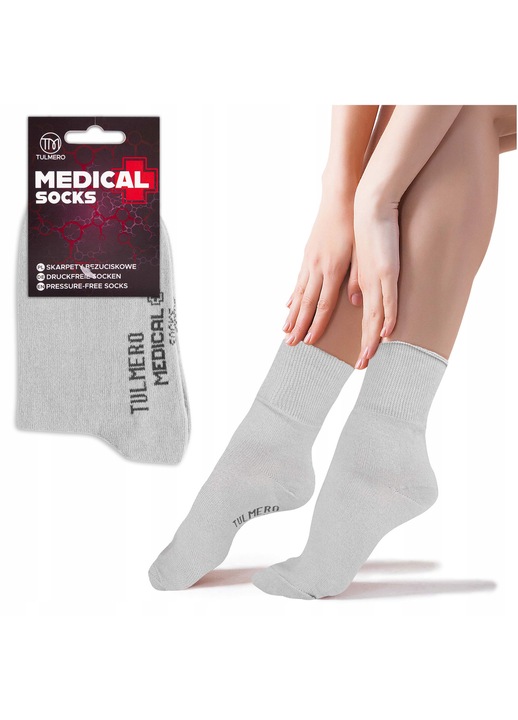 Дамски чорапи Tulmero, сиви, без натиск, Сив