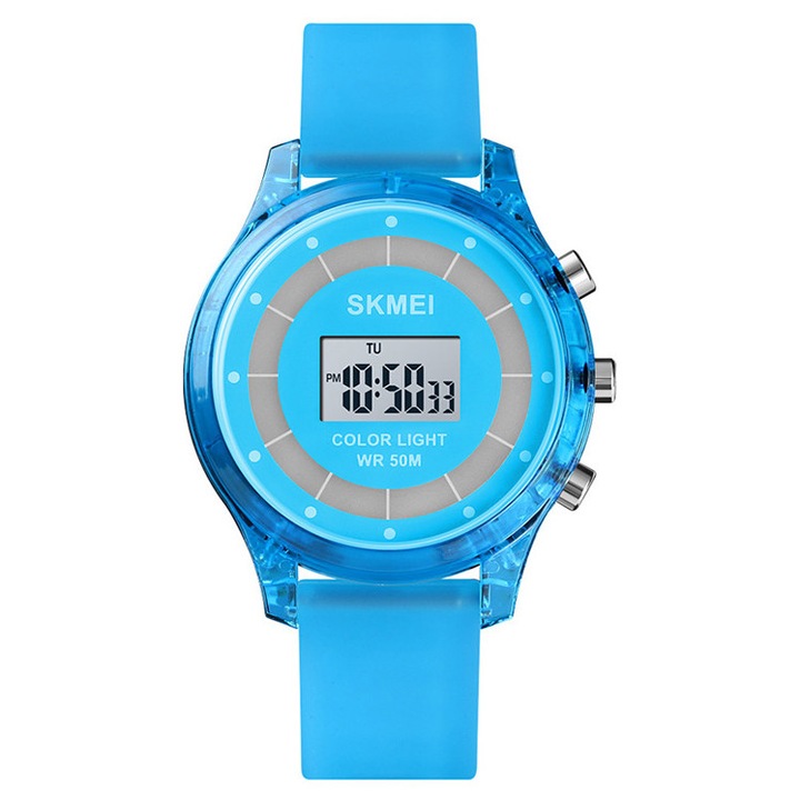 Ceas copii Skmei, electronic, cu data si cronometru, luminescent, 36x43x13mm, 22cm