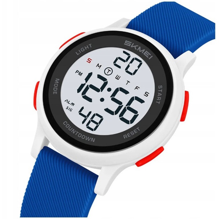 Ceas copii Skmei, model 124271ag, electronic, cu stoper, culoare multicolor, 35x41x11mm, lungime bratara 22,5cm