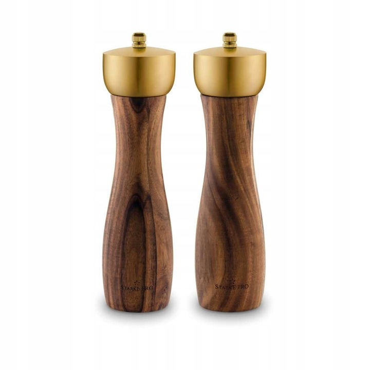 Set 2 mlynkow manuali din lemn Starke Pro, culoare maro, dimensiuni compacte