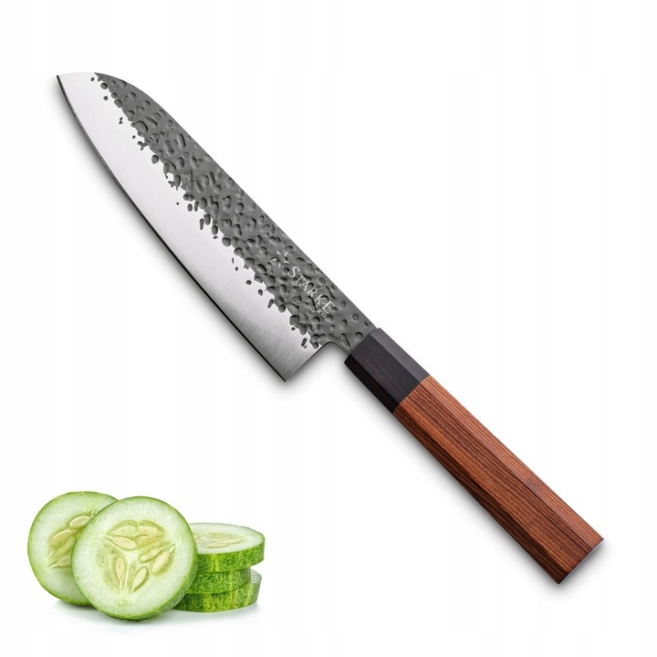 Cutit Santoku Starke Pro Toshiro, 18 cm, otel inoxidabil, maner din lemn, set