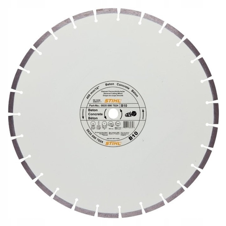 Disc diamantat D-B10, STIHL, 230mm, pentru beton, gri
