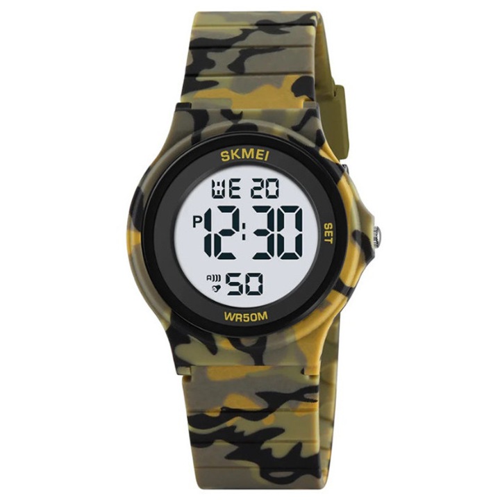 Ceas copii, Skmei, electronic sportiv, stoper, alarm, 12/24h, multicolor, 35x38x10mm, lungime 22cm