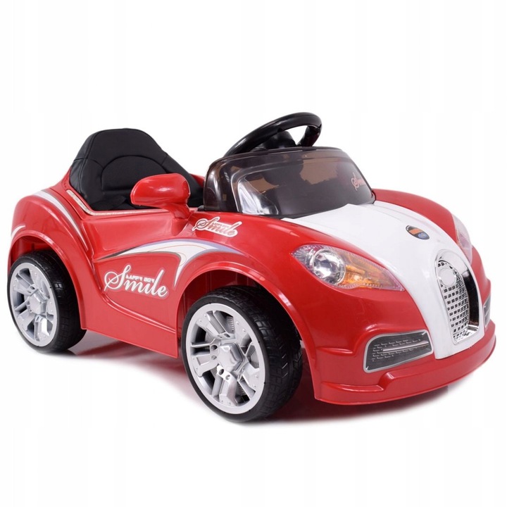 Masina electrica copii Roadster Smile, 2 motoare, roti moi, rosie, 12V