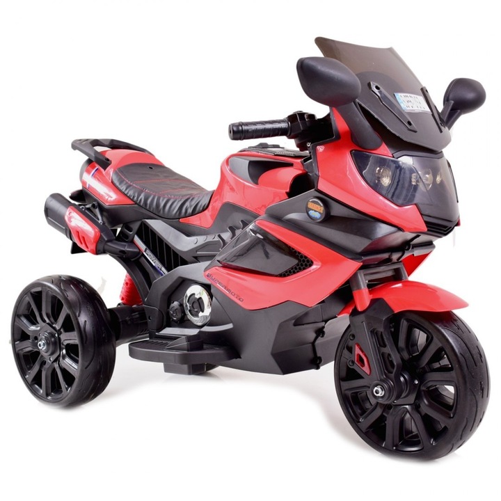 Motor pentru copii Super Toys, LQ-168-A, roti moi, 2 viteze, rosu, 94x46x66cm
