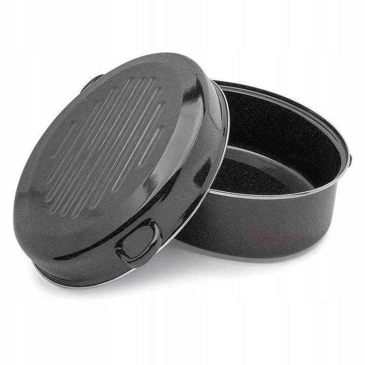 Tavi copt Tadar, brytfanna emaliata ovala cu capac grill, 42cm, 6.5L, 40x30cm