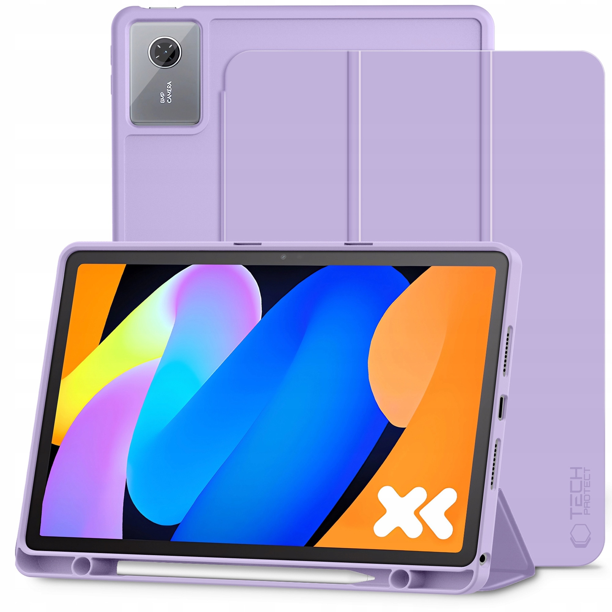 Etui SmartCase Pen Tech-Protect pentru Lenovo Idea Tab 11.0 TB-336, violet, set cu 2 sticla de protectie
