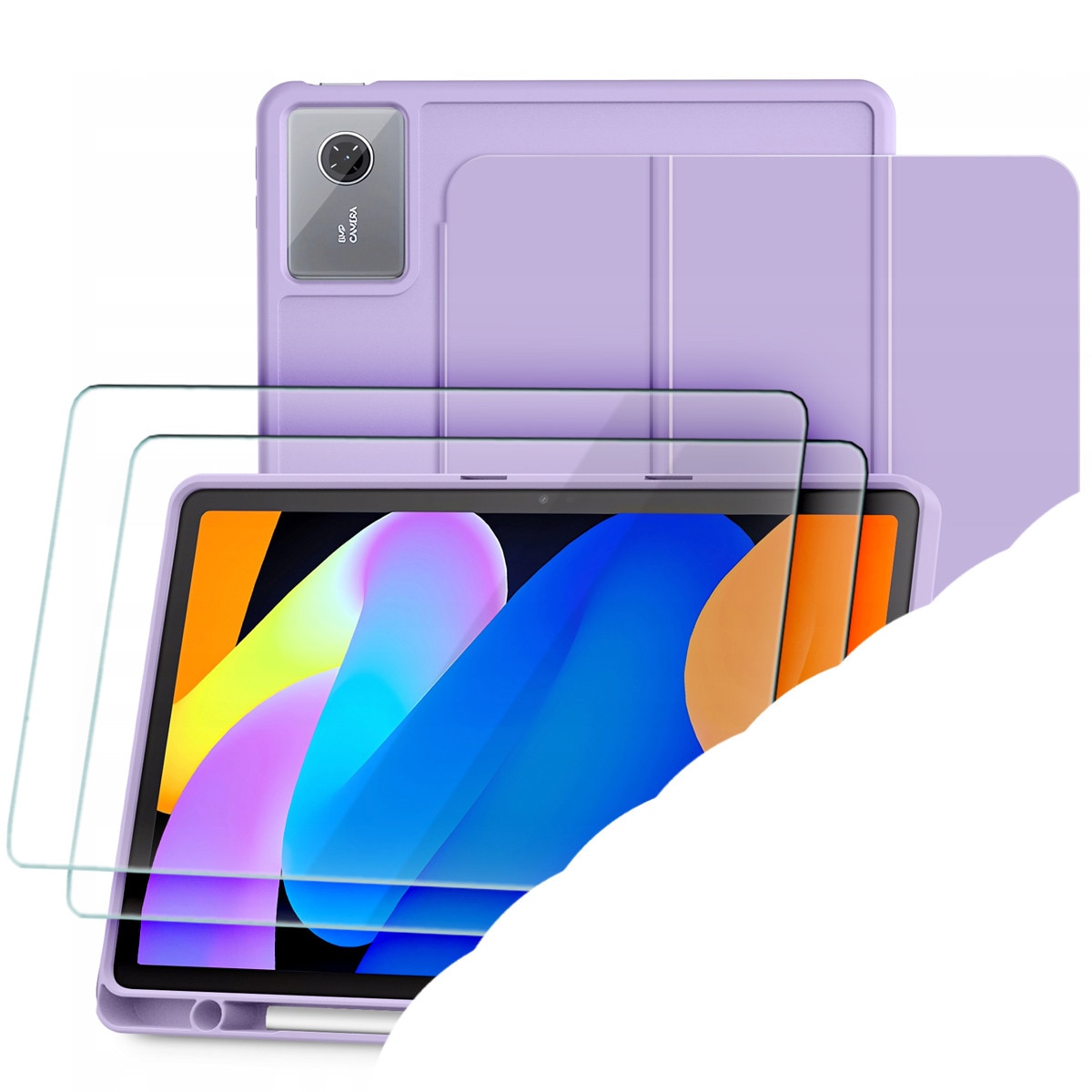 Etui SmartCase Pen Tech-Protect pentru Lenovo Idea Tab 11.0 TB-336, violet, set cu 2 sticla de protectie