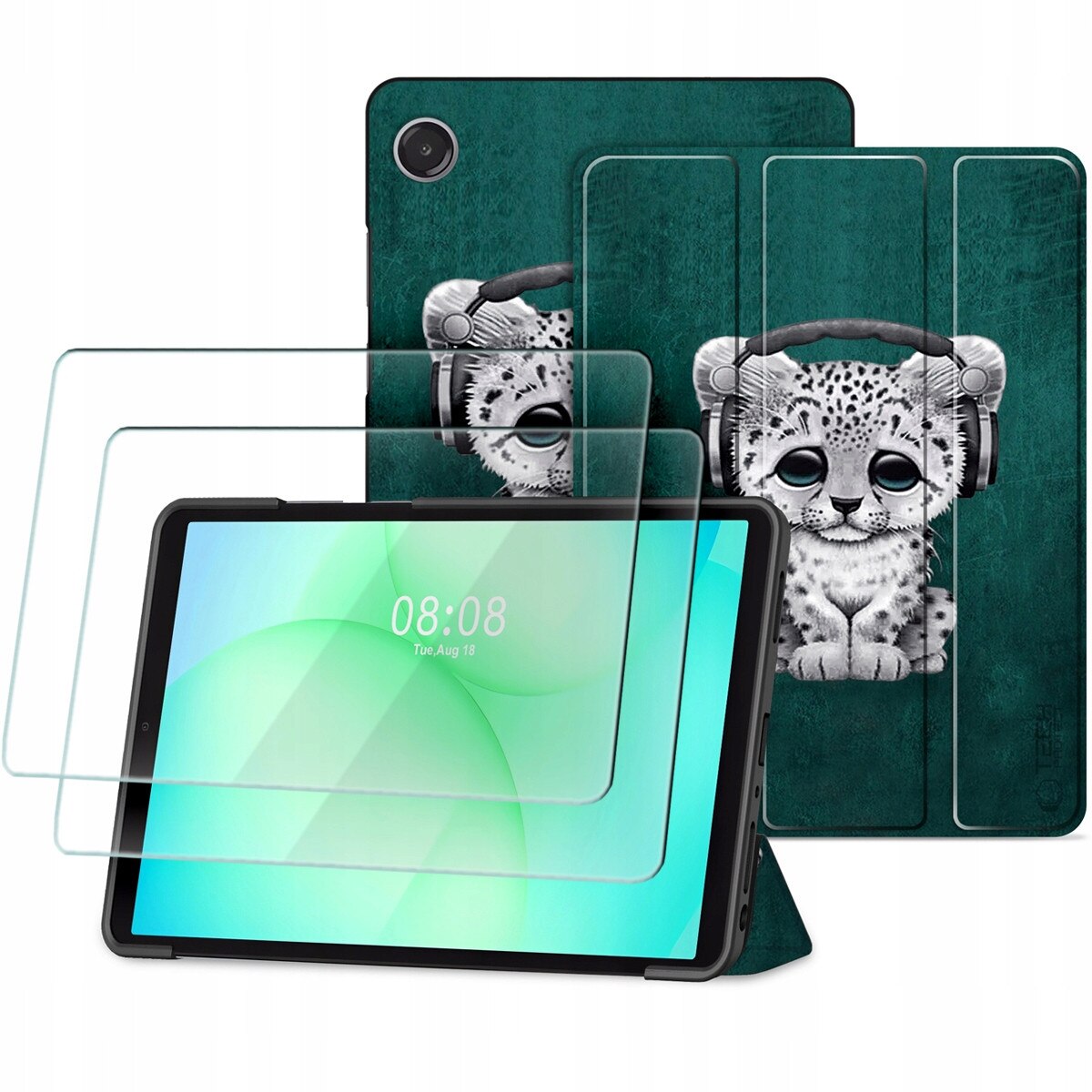 Husa tablete Tech-Protect SmartCase pentru Galaxy Tab A9+/A11+ Plus 11", culoare Sad Cat, set cu 2 sticla de protectie