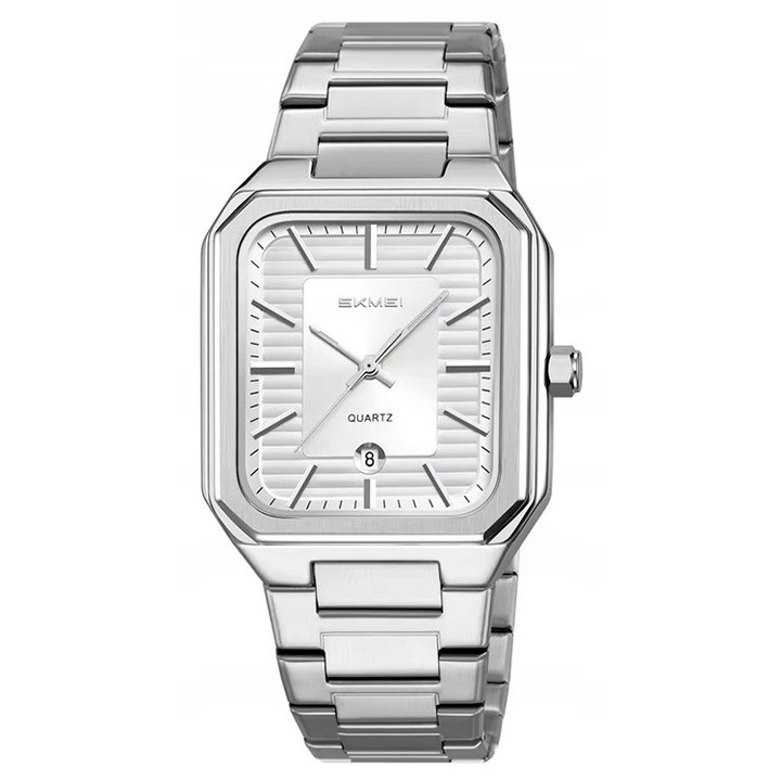 Ceas barbatesc Skmei, model SKM.193731C.MN, bratara din otel, mecanism japonez, rezistent la apa, 36x45x9mm, 22cm