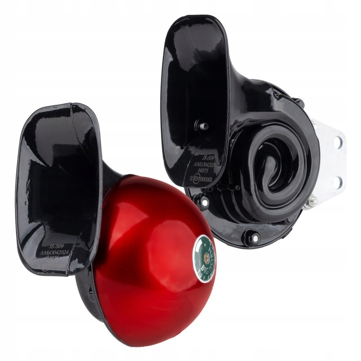Klakson autó Amio AMIO-04075 (97DPAB6S), 12V, 125 mm, 110 dB, 2 db-os készlet, fekete/piros