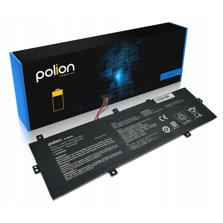 Батерия за лаптоп Polion, литиево-полимерна, 3400mAh, 11,55V, 3 клетки, съвместима с Lenovo