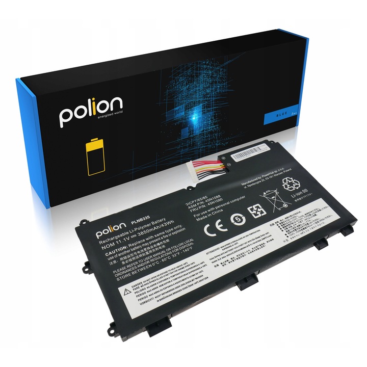 Батерия за лаптоп Polion литиево-полимерна 3850mAh, 11,1V, 3 клетки, съвместима с Lenovo