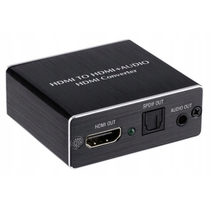 Extractor HDMI-HDMI + Audio SPDIF/Jack 3,5 SPACETRONIK, 4K, 1x HDMI IN, 1x HDMI OUT, 1x SPDIF, 1x 3.5mm Jack