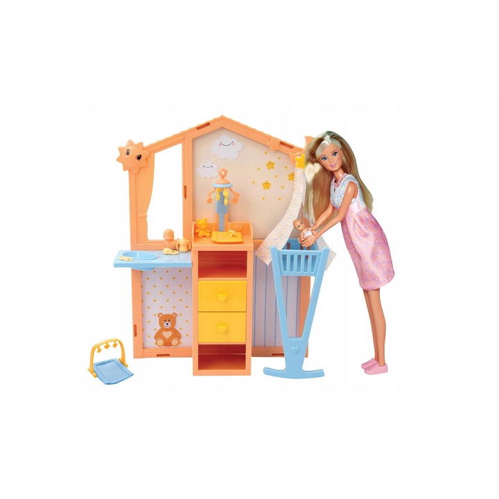 Комплект кукли Steffi LOVE, Steffi, стая за бебе, реалистични детайли, 3+ години