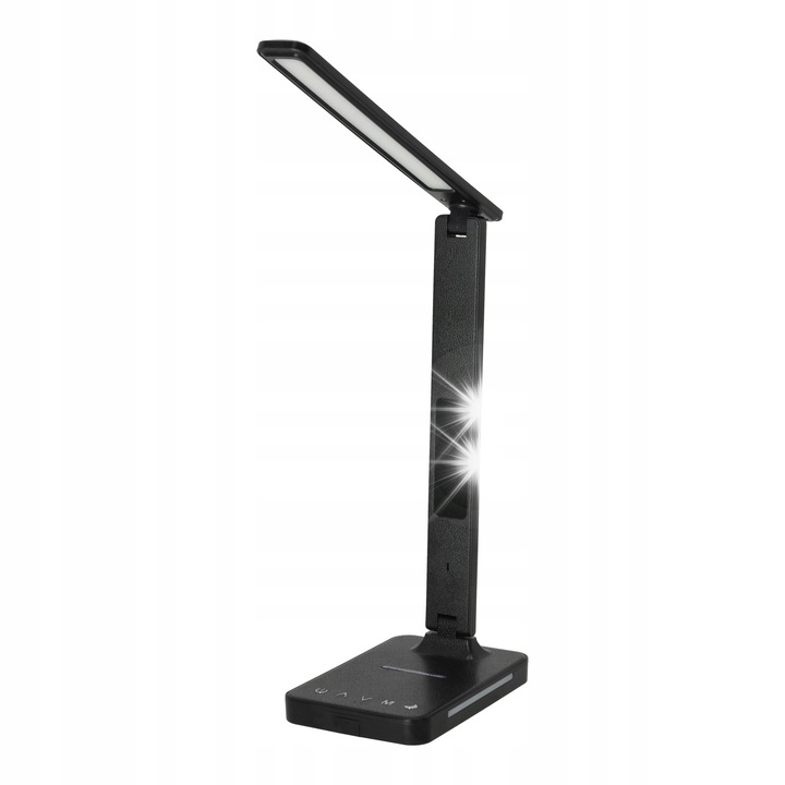 Lampa birou LED 7W, incarcare wireless, display multifunctional, neagra, 230V