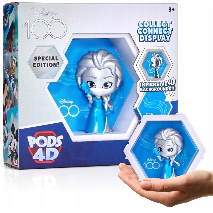 Фигурка Disney 4D, Елза, 4D ефект, многоцветна, част от комплекта Disney Pods 4D