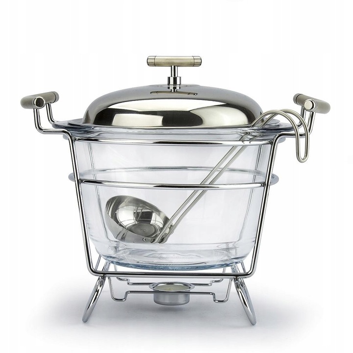 Set pentru servire, Kinghoff, incalzitor pentru supa 4.0L, sticla, 33x28cm
