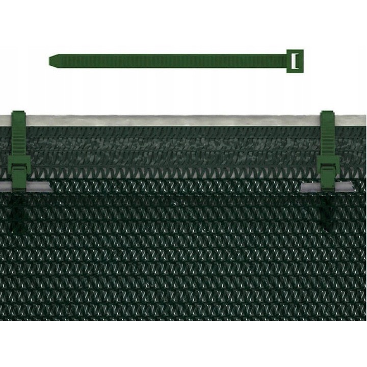 Siatca de umbrire HDPE 1,2x25m, 90% UV, verde, set cu 100 opasek zaciskowych