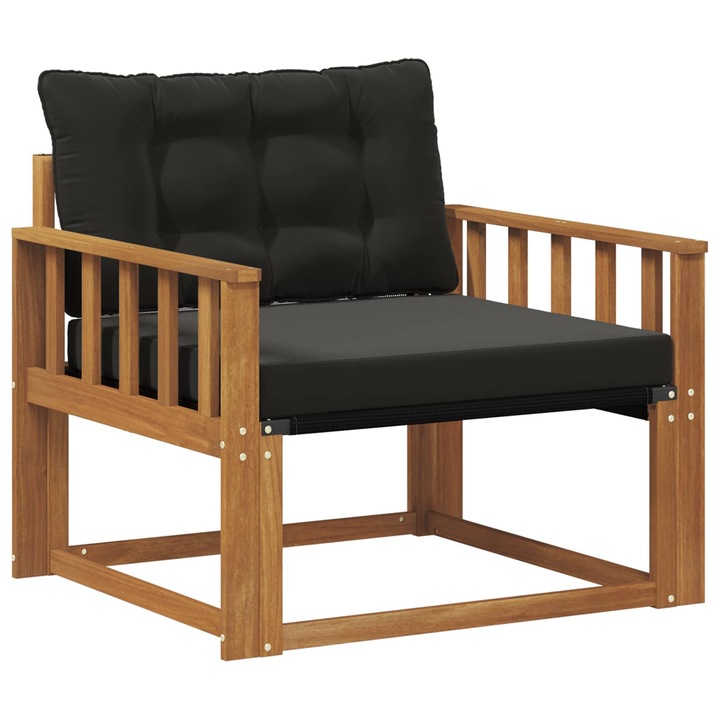 vidaXL Kültéri kanapé szett Tömör akácfa és textilén Természetes 3436320