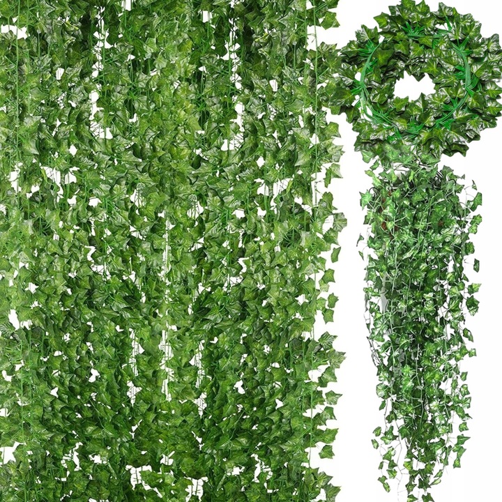 24 db mű borostyán növénykészlet, 2,1 m hosszú, 1920 levél, zöld, 50 m