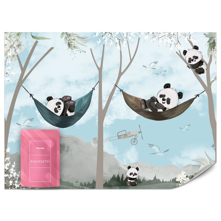 Fotótapéta Muralo Meseerdő Panda 500x350 Medvék Gyerekszobába