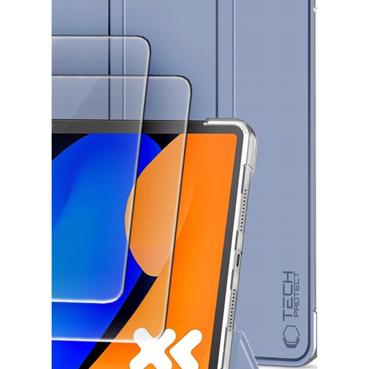Set Etui Tech-Protect SC Pen Hybrid si 2-pak Sticla Temperata pentru Lenovo Idea Tab 11.0 TB-336, Baby Blue