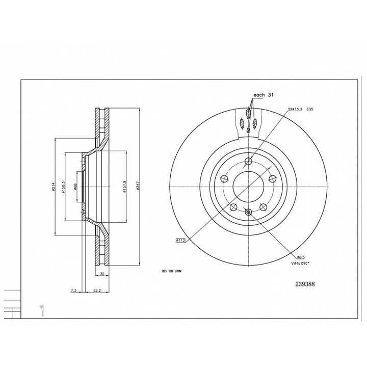 Disc frână față Hart A6 4.2i V8 40v 04- 4f0615301f