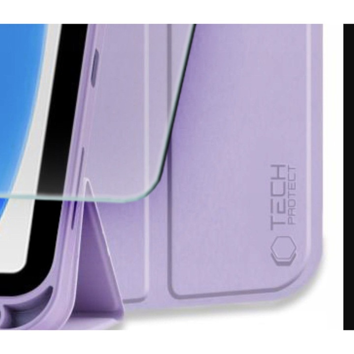 Set Etui SmartCase Tech-Protect pentru iPad 10.9" 2022 / 11" 2025, Violet, cu suport pentru Apple Pen si sticla Hofi Glass Pro+ 9H