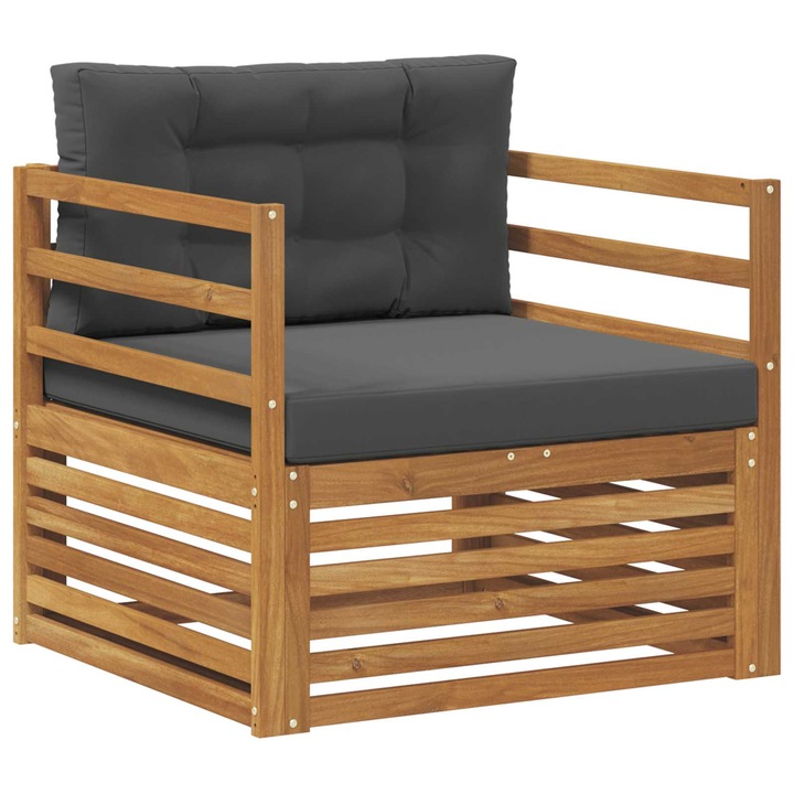 vidaXL Kültéri kanapé szett Tömör akácfa és poliészter Természetes 3436377