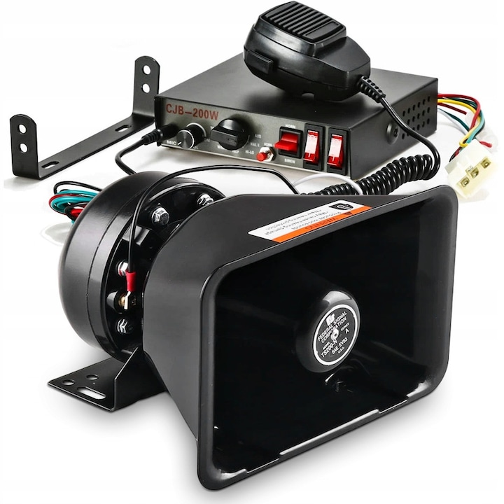 Мегафон Jacky 200W, 7 тона, червен, 12V