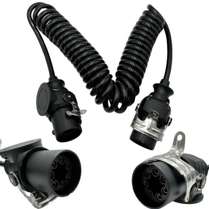 Cablaj spiral EBS 7 pini 24V, 5m, negru, pentru remorci si semiremorci