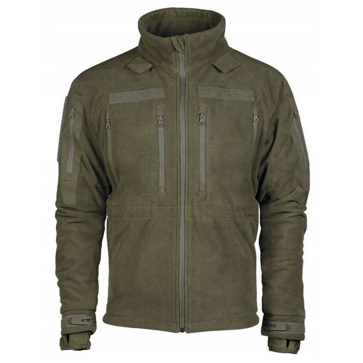 Jacheta functionala Mil-Tec Fleece Plus, 3 straturi, impermeabila, verde, poliester