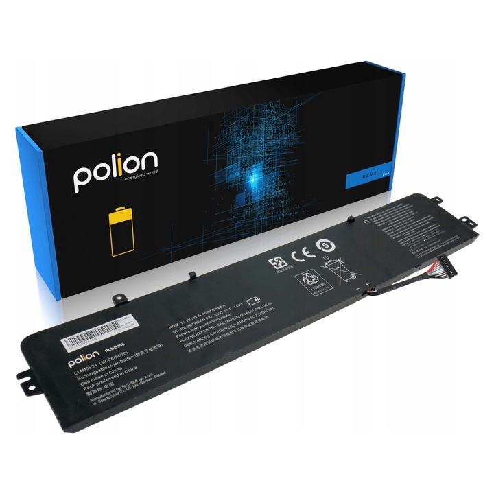 Батерия за лаптоп Polion, L14M3P24, 4000mAh, 11,1V, 4 клетки, съвместима с Lenovo Ideapad 700-15 Y520
