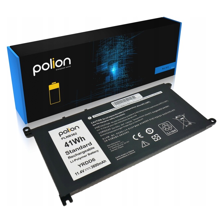Батерия за лаптоп Dell, Polion, литиево-полимерна, 3600mAh, 11.4V, 6 клетки