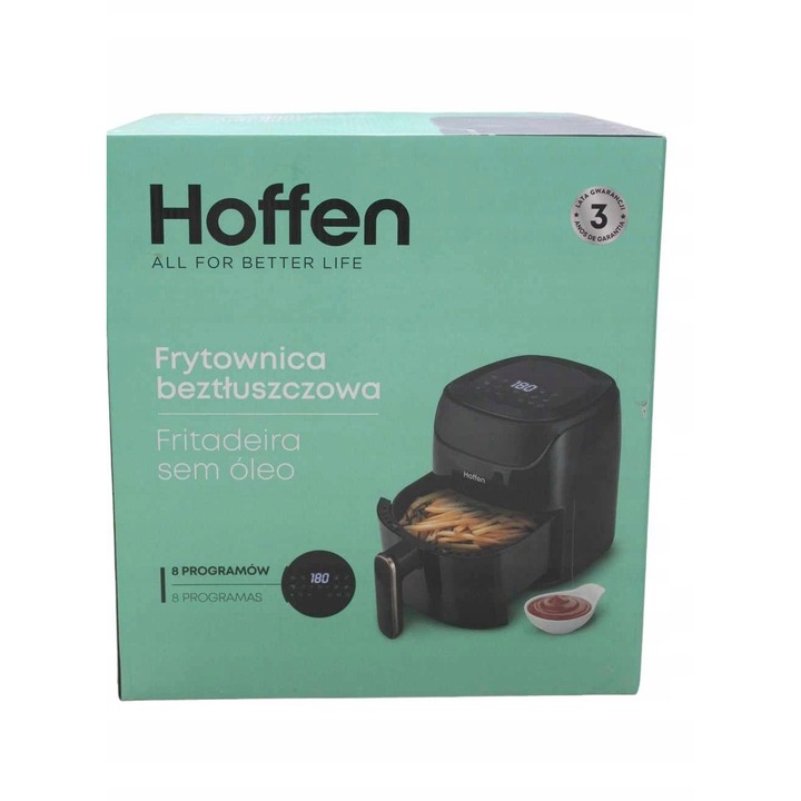 Фритюрник Hoffen AF-4180, 1400W, 3,8л, цифров, 8 автоматични програми