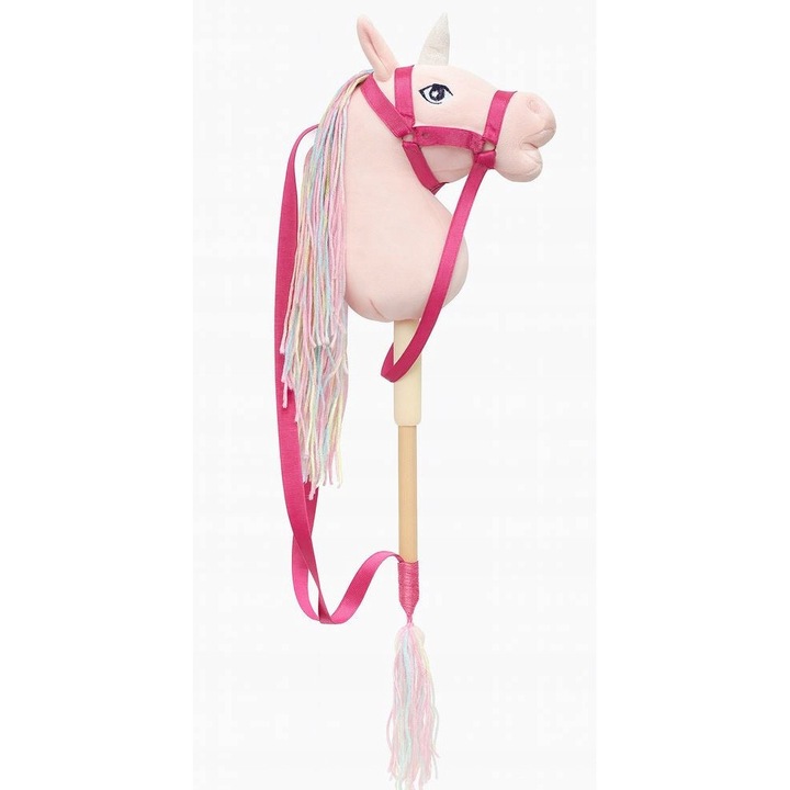 Hobby Horse, jucarie de plus, roz, set cu pas reglabil si coada de plus
