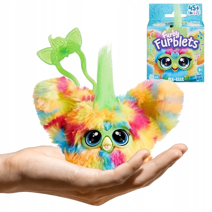 Furby Furblets interactiv, jucarie de plus colorata, 45 melodii, breloc, set