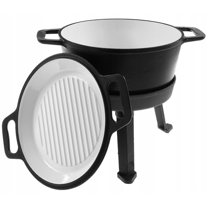 Kociolek din fonta emaliat Rossner 8L, 35cm inaltime, 26cm diametru, rezistent la temperaturi ridicate