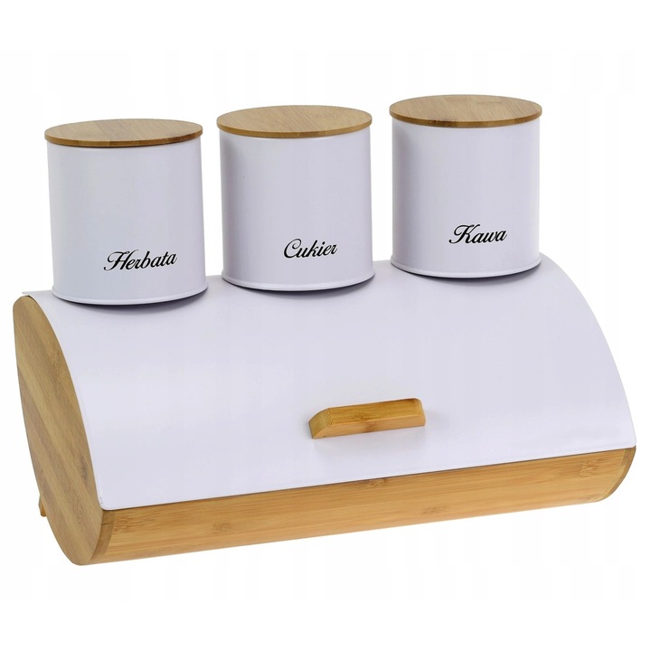 Set cutie pentru paine Eurokitchen, alb mat, 35x25x15.5cm