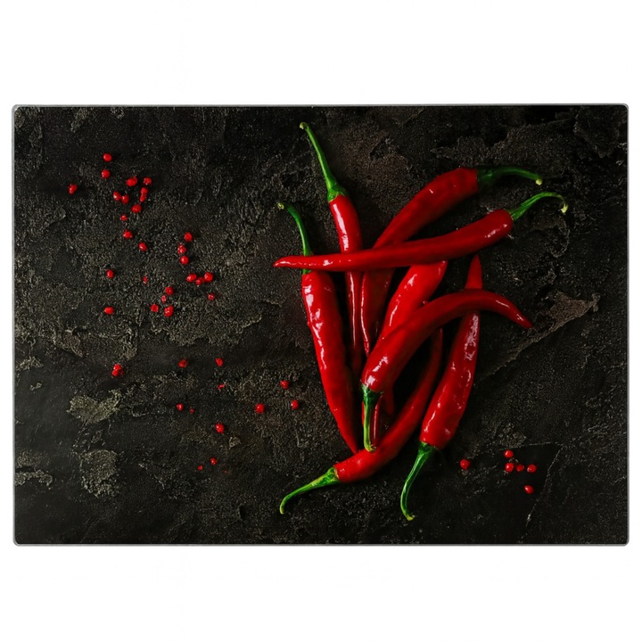 Дъска за рязане от закалено стъкло, 30x20 см, модел Chilli, Черна