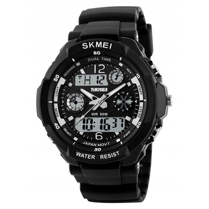 Ceas copii Skmei, model SK.110601B.CHD, electronic, waterproof 50m, 41x45x16mm, curea 18mm, lungime 23cm