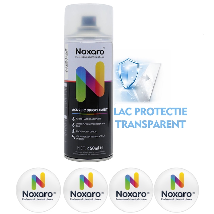 Spray lac protectie transparent, NOXARO, Cantitate 450ml, 4x Stickere